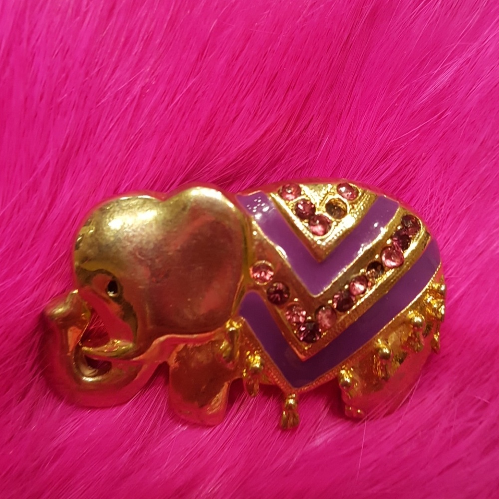 VINTAGE‎ PURPLE PINK ELEPHANT BROOCH